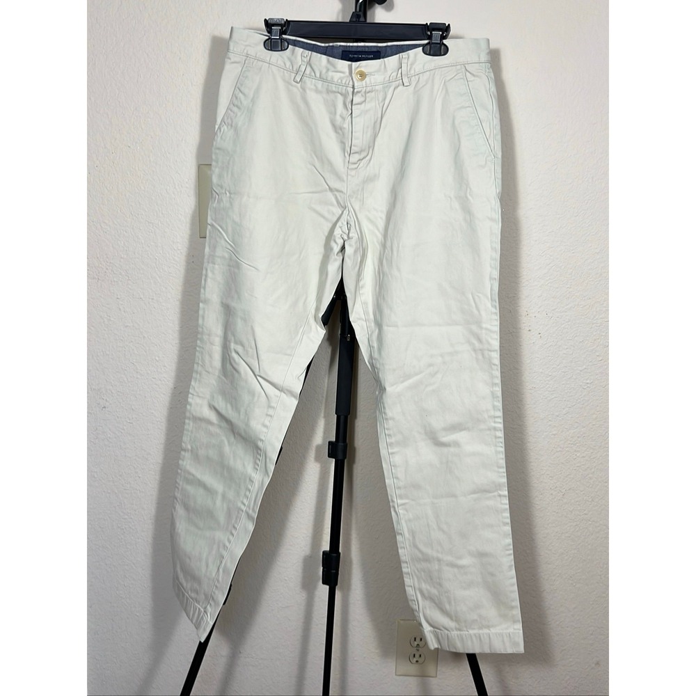 New Tommy Hilfiger Men's Pants 34x32 Beige Regular Fit Chinos Flat Front